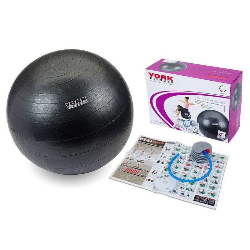 York 55cm Gym Ball with DVD, ball pump & exercise guide