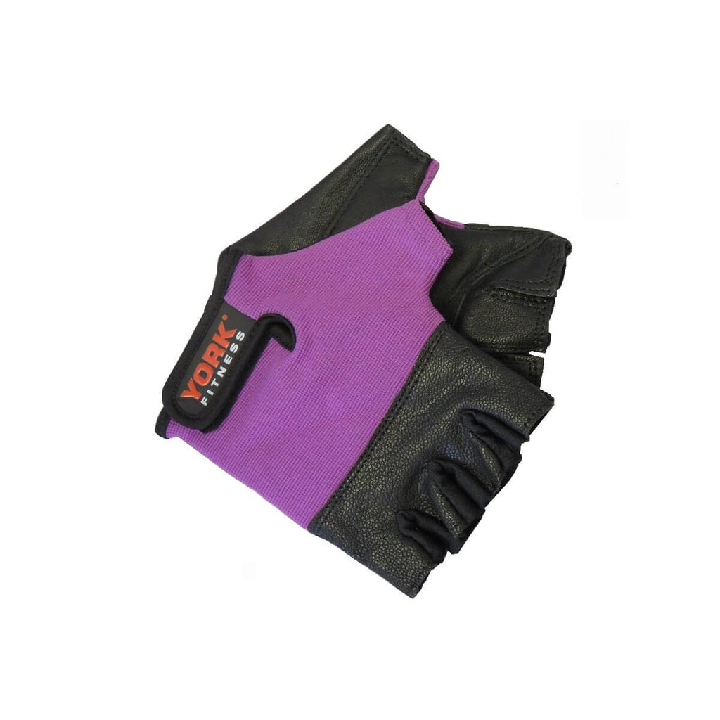 York Ladies Leather Weight Lifting Gloves - Purple