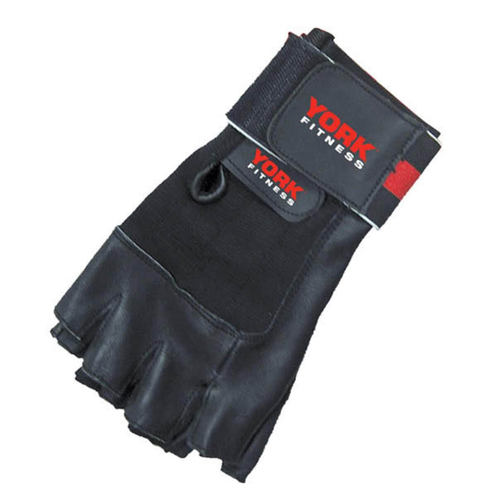 York Leather Weight Lifting Gloves with Wrist Wrap