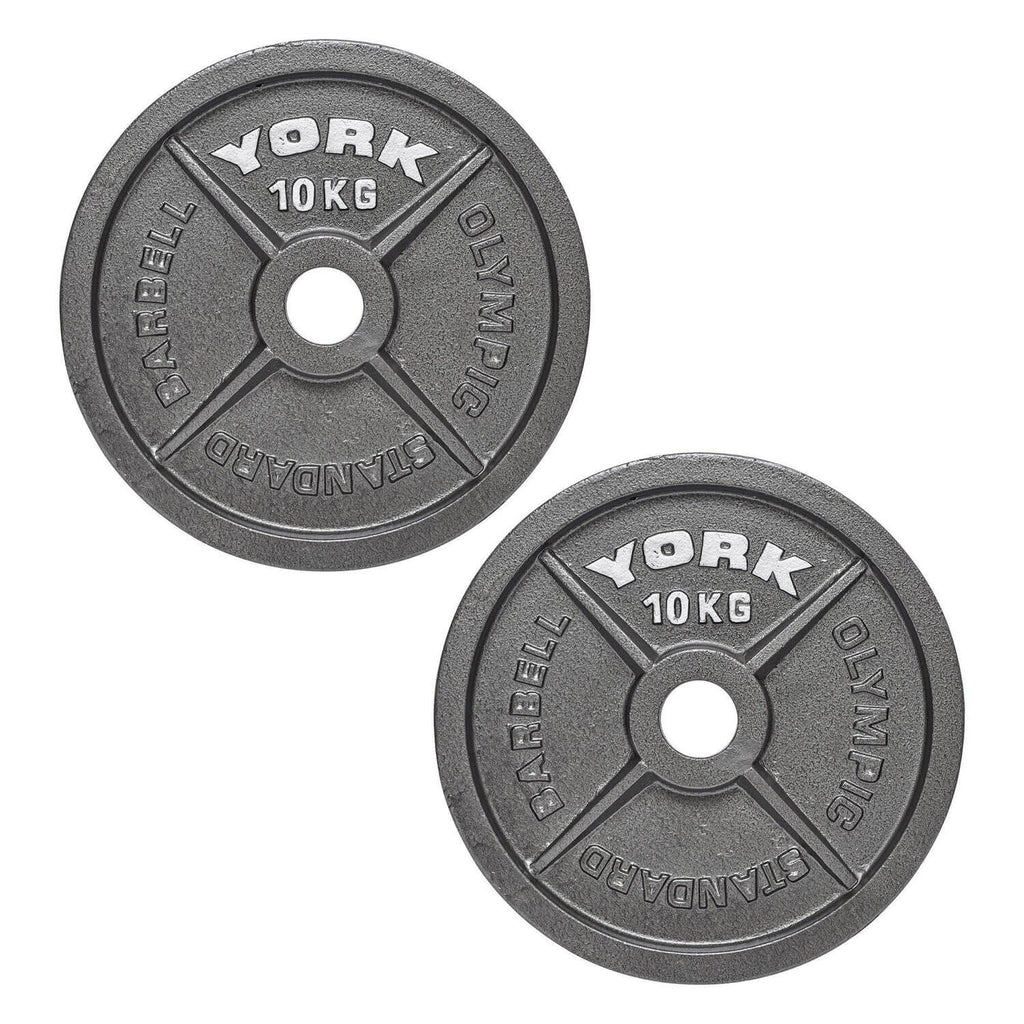 York Olympic Hammertone Cast Iron Weight Plates 2 x 10kg