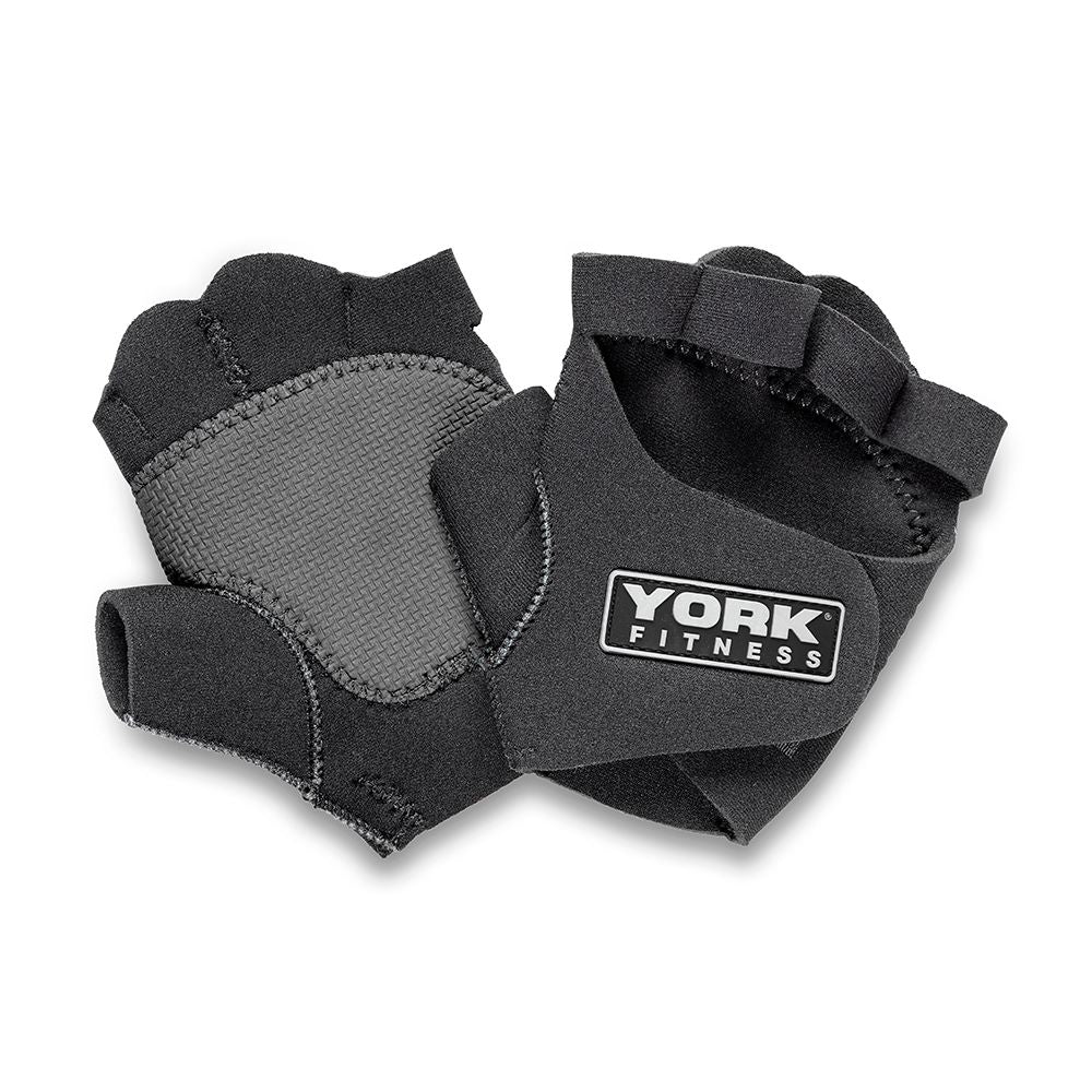York Weight Training Lifting Gloves with Padded Neoprene Palms - Black